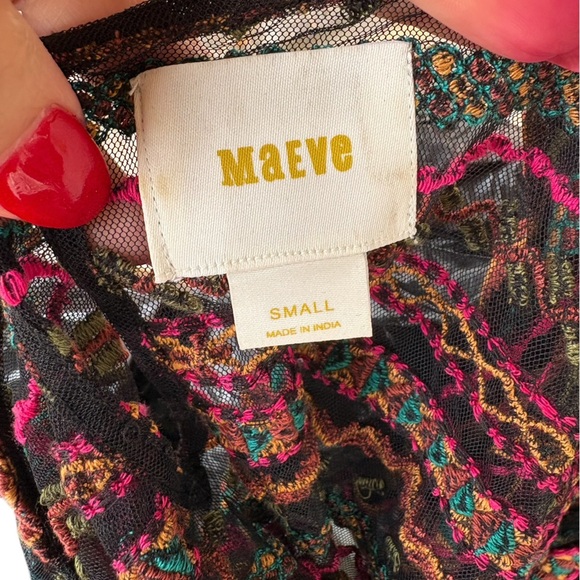 Anthropologie Meave women’s Naples Embroidered Mesh Blouse multicolor size S - Picture 4 of 12